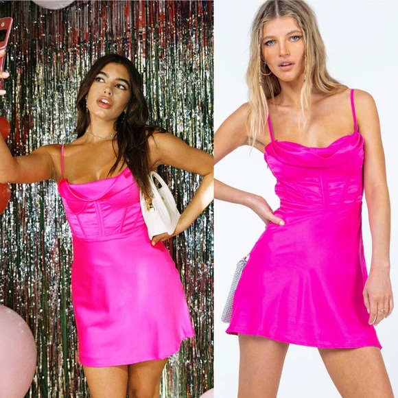 Princess Polly Dresses Princess Polly Spotlight Hot Pink Cowl Neck